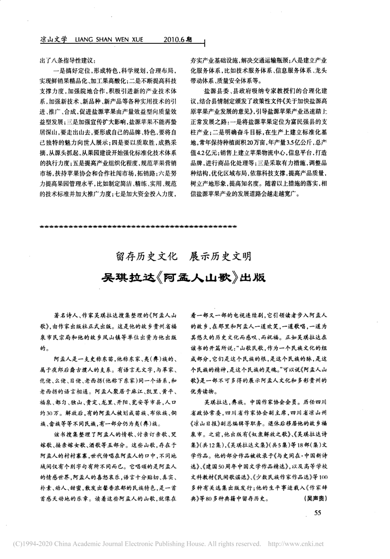 盐源苹果发展之路